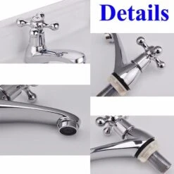 Traditional Victorian Pair Of Bathroom Sink Basin Taps Twin Cross Head Handles Hot And Cold Brass Faucet Polished Chrome Bath -Bathroom Supplies Store 59500077 4