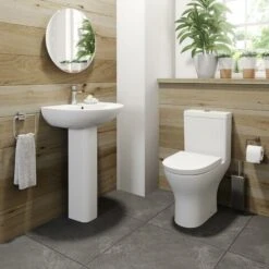 Comfort Height Rimless Close Coupled Toilet WC Soft Close Seat White Ceramic -Bathroom Supplies Store 60304351 3