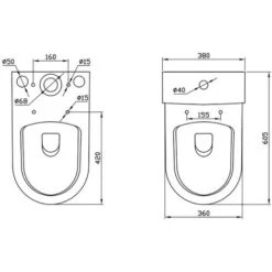 Comfort Height Rimless Close Coupled Toilet WC Soft Close Seat White Ceramic -Bathroom Supplies Store 60304351 4