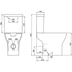 Comfort Height Rimless Close Coupled Toilet WC Soft Close Seat White Ceramic -Bathroom Supplies Store 60304351 5