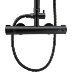 Acezanble Bathroom COOL TOUCH Thermostatic Mixer Shower Set Round Twin Head Exposed Valve Independent Water Divider Black 10 Acezanble Bathroom COOL TOUCH Thermostatic Mixer Shower Set Round Twin Head Exposed Valve Independent Water Divider Black -Bathroom Supplies Store 60535465 4