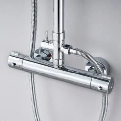 Acezanble Bathroom COOL TOUCH Thermostatic Mixer Shower Set Round Twin Head Exposed Valve Independent Water Divider Chrome 10 Acezanble Bathroom COOL TOUCH Thermostatic Mixer Shower Set Round Twin Head Exposed Valve Independent Water Divider Chrome -Bathroom Supplies Store 60547407 4