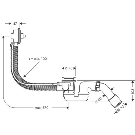 Hansgrohe Flexaplus Basic Set For Waste And Overflow Set For Large Bathtubs (58141180) 4 Hansgrohe Flexaplus Basic Set For Waste And Overflow Set For Large Bathtubs (58141180) - Image 2