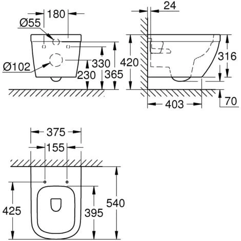 Grohe Euro Ceramic Wall Hung WC, Alpine White (39538000) 6 Grohe Euro Ceramic Wall Hung WC, Alpine White (39538000) - Image 4