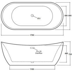 Freestanding Modern Double Ended Bath 1700mm - Rose By Voda Design -Bathroom Supplies Store 61223826 3