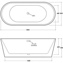 Freestanding Modern Double Ended Bath 1800mm - Duke By Voda Design -Bathroom Supplies Store 61227557 3