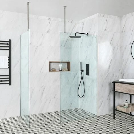 Milano Portland - 820mm Ceiling Mounted Wet Room Shower Enclosure Screen Support Arm Bar - Chrome 6 Milano Portland - 820mm Ceiling Mounted Wet Room Shower Enclosure Screen Support Arm Bar - Chrome - Image 4