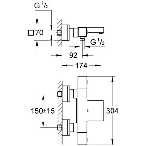 Grohe Grohtherm Cube Thermostatic Bath/shower Mixer 1/2″ (34497000) 4 Grohe Grohtherm Cube Thermostatic Bath/shower Mixer 1/2″ (34497000) - Image 2