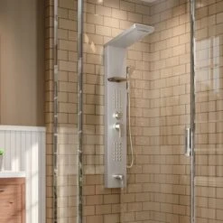 Livingandhome Wall Mounted Thermostatic Mixer Shower Panel Tower With Shelf -Bathroom Supplies Store 64160876 2