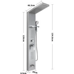 Livingandhome Wall Mounted Thermostatic Mixer Shower Panel Tower With Shelf -Bathroom Supplies Store 64160876 5