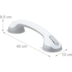 Relaxdays Suction Grab Handle, Shower & Bath, Max. Load 70 Kg, For The Elderly, Disability Aid, 30x10x8.5cm, White/Grey -Bathroom Supplies Store 65640335 4