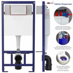 White Square Rimless Wall Hung Toilet & 1.12m Concealed WC Cistern Frame Set - Gloss White Square Plate -Bathroom Supplies Store 67671723 3