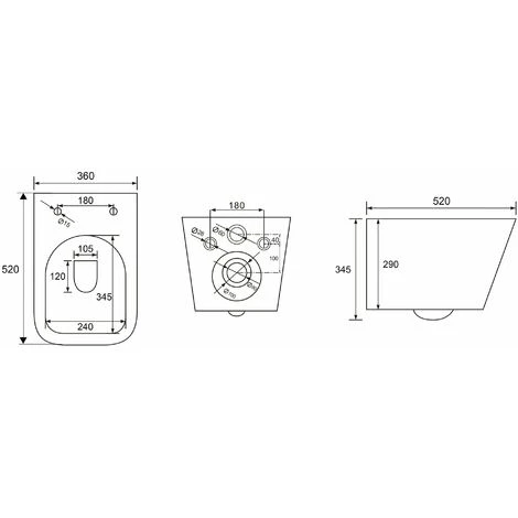 Black Square Rimless Wall Hung Toilet & 1.12m Concealed WC Cistern Frame Set - Gloss White Square Plate 6 Black Square Rimless Wall Hung Toilet & 1.12m Concealed WC Cistern Frame Set - Gloss White Square Plate - Image 4