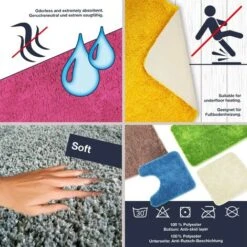 RHAFAYRE Bath Mat Set Of 3 Pieces - 3X Bath Mats (45x45 + 50x80 + 60x100cm) - Non-Slip & Washable Bath Mat - With WC Cutout - Brown 11 RHAFAYRE Bath Mat Set Of 3 Pieces - 3X Bath Mats (45x45 + 50x80 + 60x100cm) - Non-Slip & Washable Bath Mat - With WC Cutout - Brown -Bathroom Supplies Store 68008527 5