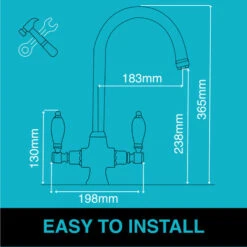 ENKI, Dorchester, KT041, Chrome Polished Brass Dual Flow Kitchen Sink Mixer Tap For Basin, With Twin White Levers Swivel Spout Perfect For Double Bowl Sinks, Easy Safe To Use Drip Free Ceramic Valve 11 ENKI, Dorchester, KT041, Chrome Polished Brass Dual Flow Kitchen Sink Mixer Tap For Basin, With Twin White Levers Swivel Spout Perfect For Double Bowl Sinks, Easy Safe To Use Drip Free Ceramic Valve -Bathroom Supplies Store 69286712 5