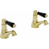 ENKI, Downton, BT0716 Hot And Cold Bath Taps With Black Ceramic Levers English Gold -Bathroom Supplies Store 69286924 1