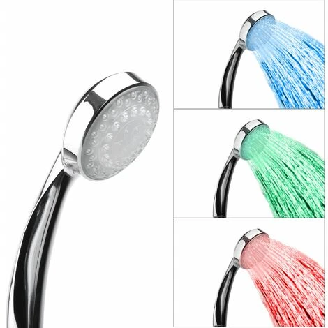 Modern Classic Shower Head Silver Synthetic LED Lights Temperature Sensor LORDAL 3 Modern Classic Shower Head Silver Synthetic LED Lights Temperature Sensor LORDAL