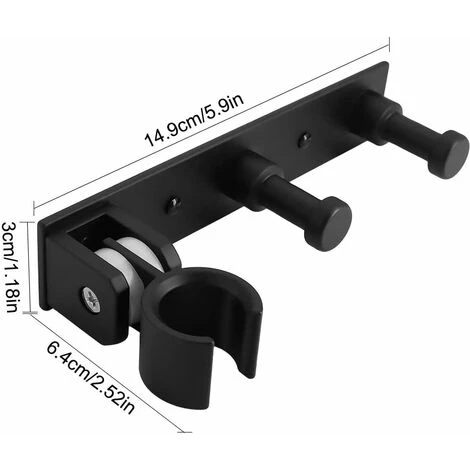 Universal Hand Shower Holder With 2 Hooks, Adjustable Aluminum Alloy Wall Mounted Shower Holder, Self Adhesive Shower Head Fixing Shower Head Holder For Shower Hose 4 Universal Hand Shower Holder With 2 Hooks, Adjustable Aluminum Alloy Wall Mounted Shower Holder, Self Adhesive Shower Head Fixing Shower Head Holder For Shower Hose - Image 2