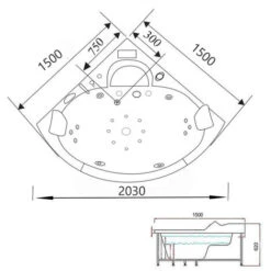 SIMBA WHIRLPOOL BATH TUB SPA CORNER BATH TUB 150 X 150 Cm HOT TUB Mykonos DOUBLE PUMP -Bathroom Supplies Store 7035470 5
