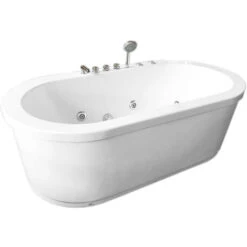 SIMBA WHIRLPOOL BATH TUB ACRYLIC MODERN FREESTANDING BATH TUB Rio 185 X 95 Cm WHITE