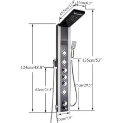 SUGUWORD Shower Tower Panel LED Shower System With 6 Functions, Unique Powerful Hydromassage And Bidet Tap Shower Tower Wall Mounted Black And Brushed Nickel -Bathroom Supplies Store 71582340 5