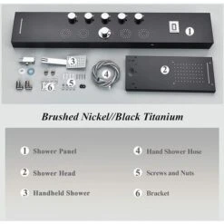SUGUWORD Shower Panel Tower With 6 Functions Rainfall And Waterfall Shower Temperature Display Hand Shower Back Massage Jets And Bathtub Spout Wall Mounted Shower System Brushed Nickel -Bathroom Supplies Store 71582347 5