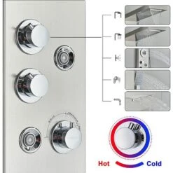 SUGUWORD Shower Panel Tower With 6 Functions Rainfall And Waterfall Shower Back Massage Jets Temperature Display Hand Shower And Bathtub Spout Wall Mounted Shower System Brushed Nickel Stainless Steel -Bathroom Supplies Store 71582358 4