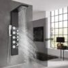 SUGUWORD Shower Panel Tower With 4 Functions Rainfall And Waterfall Head Massage Jet 3-Types Hand Shower Can Working At The Same Time Black Shower System Wall Mounted -Bathroom Supplies Store 71582364 1