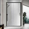 ELEGANT 1100mm Sliding Shower Enclosure Black Frame Shower Door 6mm Tempered Glass