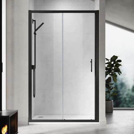 ELEGANT 1100mm Sliding Shower Enclosure Black Frame Shower Door 6mm Tempered Glass 3 ELEGANT 1100mm Sliding Shower Enclosure Black Frame Shower Door 6mm Tempered Glass