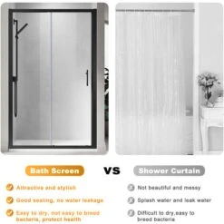 ELEGANT 1100mm Sliding Shower Enclosure Black Frame Shower Door 6mm Tempered Glass 11 ELEGANT 1100mm Sliding Shower Enclosure Black Frame Shower Door 6mm Tempered Glass -Bathroom Supplies Store 71800766 5
