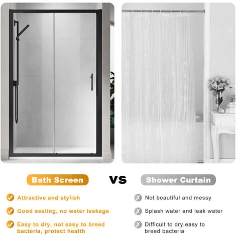 ELEGANT 1100mm Sliding Shower Enclosure Black Frame Shower Door 6mm Tempered Glass 7 ELEGANT 1100mm Sliding Shower Enclosure Black Frame Shower Door 6mm Tempered Glass - Image 5