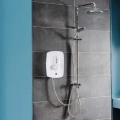 Triton Danzi DuElec Electric Shower White 9.5kW Modern Rainfall Head Handset