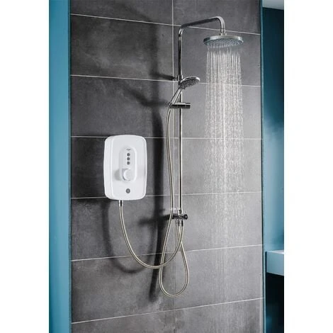Triton Danzi DuElec Electric Shower White 9.5kW Modern Rainfall Head Handset 4 Triton Danzi DuElec Electric Shower White 9.5kW Modern Rainfall Head Handset - Image 2