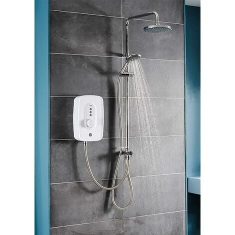Triton Danzi DuElec Electric Shower White 9.5kW Modern Rainfall Head Handset 6 Triton Danzi DuElec Electric Shower White 9.5kW Modern Rainfall Head Handset - Image 4