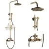 Bathroom Shower System Antique Brass Finish 8 Inch Round Rainfall Shower Head And Hand Sprayer With Shelf Holder Shower Set -Bathroom Supplies Store 72218601 1