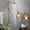Antique Brass Bath Shower System Wall Mounted 8'' Rainfall Shower Head With Handheld Shower Sprayer Bathroom Mixer Single Handle Shower Tap -Bathroom Supplies Store 72218604 1