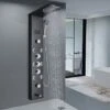 LED Shower Tower Panel Temperature Display Stainless Steel Handheld Sprayer Waterfall And Rainfall Shower Head Massage Jets Multi Function Black Bath Shower System -Bathroom Supplies Store 72218605 1