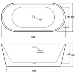 Freestanding Modern Double Ended Bath 1700mm - Duke By Voda Design -Bathroom Supplies Store 72275217 3