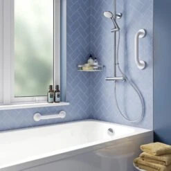 Croydex 30cm Stainless Steel Safety Grab Bar Rail, White -Bathroom Supplies Store 7249469 5