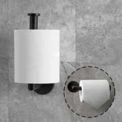 Black Toilet Paper Holder, Bathroom Wall Mounted Toilet Roll Holder, SUS 304 Stainless Steel, WC Toilet Roll Holder (Matte Black) -Bathroom Supplies Store 72506182 4