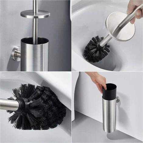 Toilet Brush Wall-mounted Stainless Steel Brush With Antibacterial Brush Holder Toilet Brush 4 Toilet Brush Wall-mounted Stainless Steel Brush With Antibacterial Brush Holder Toilet Brush - Image 2