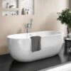 1415mm Freestanding Modern Double Ended Bath - Manhattan By Voda Design. 2 1415mm Freestanding Modern Double Ended Bath - Manhattan By Voda Design. -Bathroom Supplies Store 74057382 1