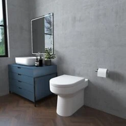 Sky Back To Wall Toilet Ceramic Soft Close Seat Modern Bathroom BTW Round WC -Bathroom Supplies Store 75185049 2