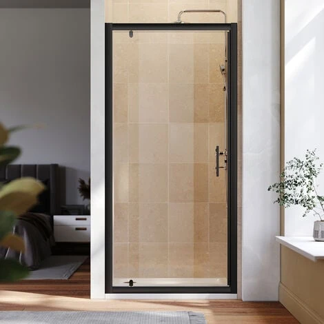 ELEGANT 800mm Black Frame Pivot Shower Door Enclosure Reversible Bathroom Wet Room 3 ELEGANT 800mm Black Frame Pivot Shower Door Enclosure Reversible Bathroom Wet Room