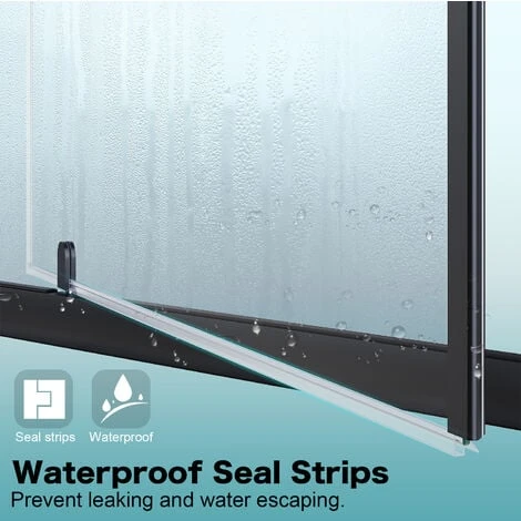 ELEGANT 800mm Black Frame Pivot Shower Door Enclosure Reversible Bathroom Wet Room 7 ELEGANT 800mm Black Frame Pivot Shower Door Enclosure Reversible Bathroom Wet Room - Image 5