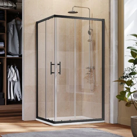 ELEGANT Black Frame 900 X 800 Mm Corner Entry Shower Enclosure With Sliding Shower Door For Bathroom Wet Room 3 ELEGANT Black Frame 900 X 800 Mm Corner Entry Shower Enclosure With Sliding Shower Door For Bathroom Wet Room