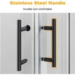 ELEGANT Black Frame 900 X 800 Mm Corner Entry Shower Enclosure With Sliding Shower Door For Bathroom Wet Room 9 ELEGANT Black Frame 900 X 800 Mm Corner Entry Shower Enclosure With Sliding Shower Door For Bathroom Wet Room -Bathroom Supplies Store 75365145 3