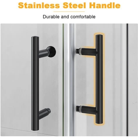 ELEGANT Black Frame 900 X 800 Mm Corner Entry Shower Enclosure With Sliding Shower Door For Bathroom Wet Room 5 ELEGANT Black Frame 900 X 800 Mm Corner Entry Shower Enclosure With Sliding Shower Door For Bathroom Wet Room - Image 3