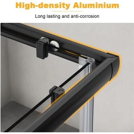 ELEGANT Black Frame 900 X 800 Mm Corner Entry Shower Enclosure With Sliding Shower Door For Bathroom Wet Room 6 ELEGANT Black Frame 900 X 800 Mm Corner Entry Shower Enclosure With Sliding Shower Door For Bathroom Wet Room - Image 4